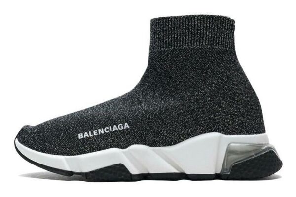 Balenciaga Speed Clear Sole Sneaker Black Silver 360-517319W07U01006