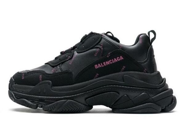 Balenciaga Triple S Allover Logo "Letter Black Pink"