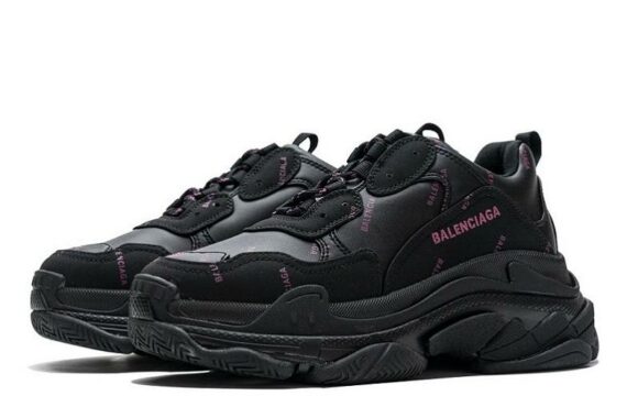 Balenciaga Triple S Allover Logo "Letter Black Pink"