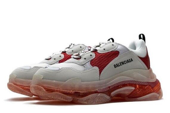 Balenciaga Triple S Clear Sole "White Red"