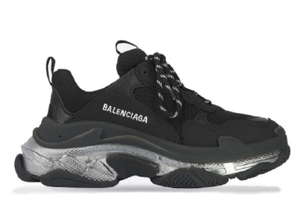 Balenciaga Triple S Clear Sole Black Silver 544351W2FB21001