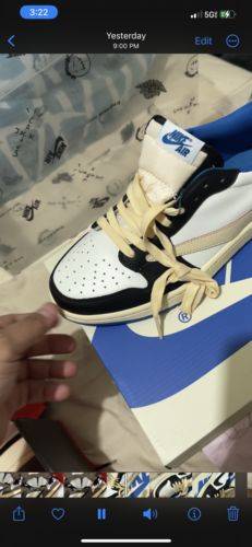 Air Jordan 1 Retro Low x Fragment Design x Travis Scott x 'Sail Black Military Blue' photo review