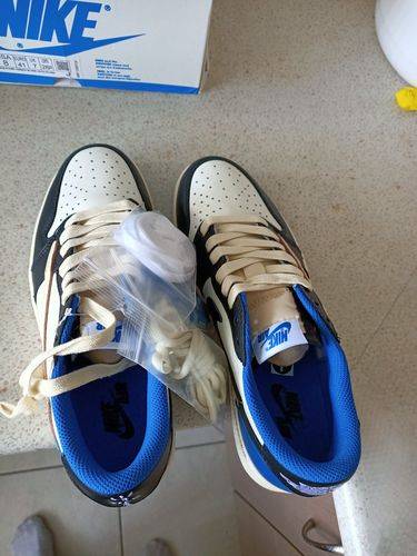 Air Jordan 1 Retro Low x Fragment Design x Travis Scott x 'Sail Black Military Blue' photo review