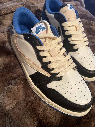 Air Jordan 1 Retro Low x Fragment Design x Travis Scott x 'Sail Black Military Blue' photo review