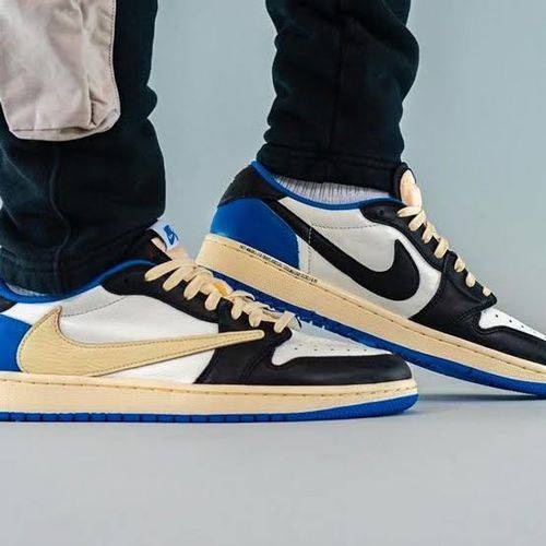 Air Jordan 1 Retro Low x Fragment Design x Travis Scott x 'Sail Black Military Blue' photo review