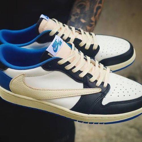 Air Jordan 1 Retro Low x Fragment Design x Travis Scott x 'Sail Black Military Blue' photo review