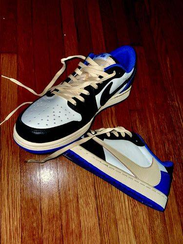 Air Jordan 1 Retro Low x Fragment Design x Travis Scott x 'Sail Black Military Blue' photo review