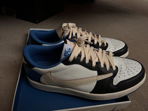 Air Jordan 1 Retro Low x Fragment Design x Travis Scott x 'Sail Black Military Blue' photo review