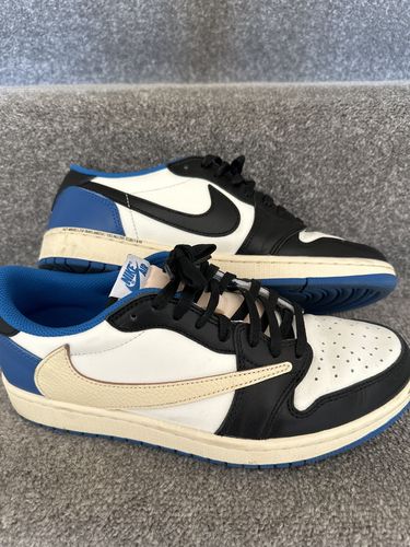 Air Jordan 1 Retro Low x Fragment Design x Travis Scott x 'Sail Black Military Blue' photo review