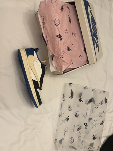 Air Jordan 1 Retro Low x Fragment Design x Travis Scott x 'Sail Black Military Blue' photo review