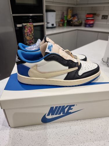 Air Jordan 1 Retro Low x Fragment Design x Travis Scott x 'Sail Black Military Blue' photo review