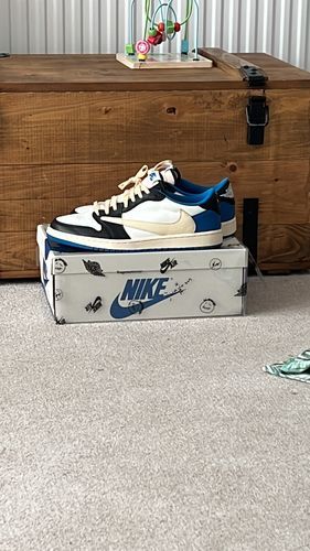 Air Jordan 1 Retro Low x Fragment Design x Travis Scott x 'Sail Black Military Blue' photo review