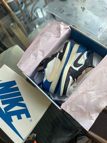 Air Jordan 1 Retro Low x Fragment Design x Travis Scott x 'Sail Black Military Blue' photo review