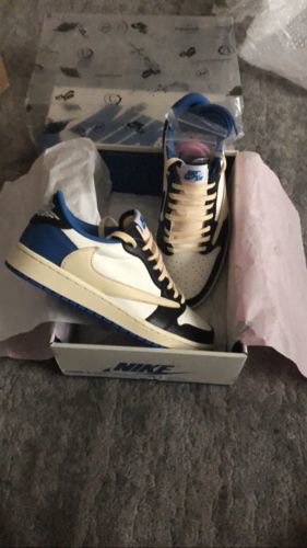 Air Jordan 1 Retro Low x Fragment Design x Travis Scott x 'Sail Black Military Blue' photo review