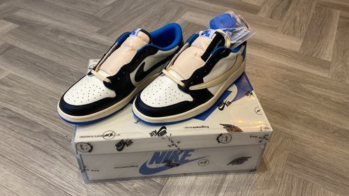 Air Jordan 1 Retro Low x Fragment Design x Travis Scott x 'Sail Black Military Blue' photo review