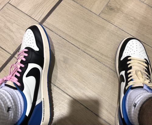 Air Jordan 1 Retro Low x Fragment Design x Travis Scott x 'Sail Black Military Blue' photo review