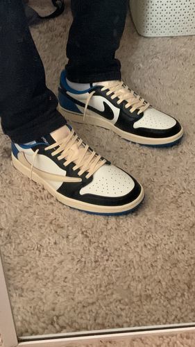 Air Jordan 1 Retro Low x Fragment Design x Travis Scott x 'Sail Black Military Blue' photo review