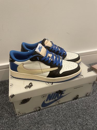 Air Jordan 1 Retro Low x Fragment Design x Travis Scott x 'Sail Black Military Blue' photo review