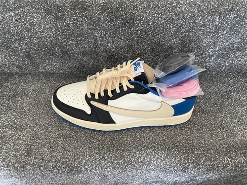 Air Jordan 1 Retro Low x Fragment Design x Travis Scott x 'Sail Black Military Blue' photo review