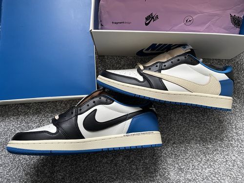 Air Jordan 1 Retro Low x Fragment Design x Travis Scott x 'Sail Black Military Blue' photo review