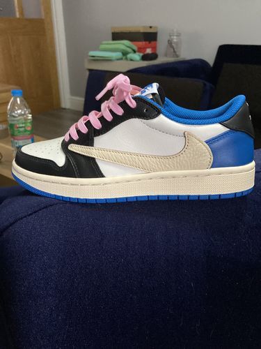 Air Jordan 1 Retro Low x Fragment Design x Travis Scott x 'Sail Black Military Blue' photo review