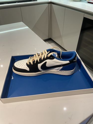 Air Jordan 1 Retro Low x Fragment Design x Travis Scott x 'Sail Black Military Blue' photo review