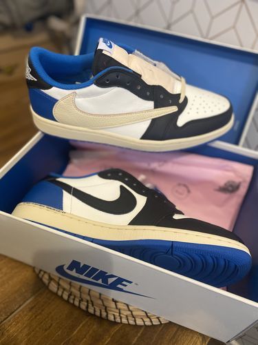 Air Jordan 1 Retro Low x Fragment Design x Travis Scott x 'Sail Black Military Blue' photo review